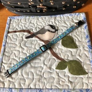 Puppy Collar, Turquoise polka dots, 9-1/2”